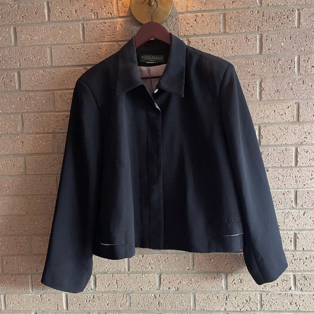 Harve Benard Black Cropped Blazer and Pant Set